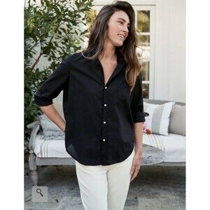 FRANK & EILEEN Eileen Button Down Shirt XS Black NEW Minimalist Cotton Classic